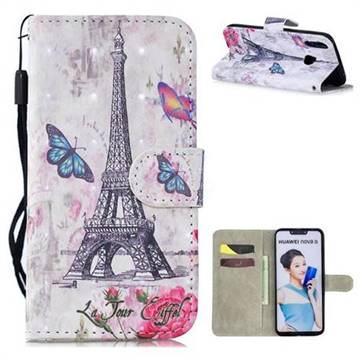 Paris Tower 3D Painted Leather Wallet Phone Case for Huawei Nova 3i