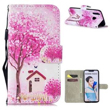 Tree House 3D Painted Leather Wallet Phone Case for Huawei Nova 3i
