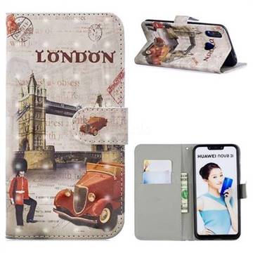 Retro London 3D Painted Leather Phone Wallet Case for Huawei Nova 3i