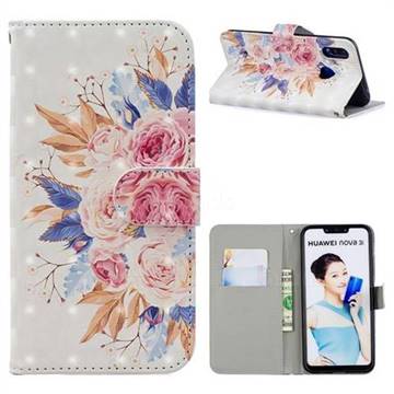 Rose Flowers 3D Painted Leather Phone Wallet Case for Huawei Nova 3i