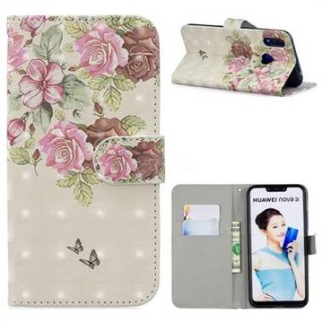Beauty Rose 3D Painted Leather Phone Wallet Case for Huawei Nova 3i