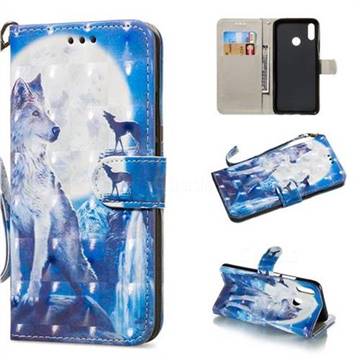 Ice Wolf 3D Painted Leather Wallet Phone Case for Huawei Nova 3i