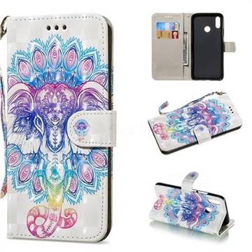 Colorful Elephant 3D Painted Leather Wallet Phone Case for Huawei Nova 3i