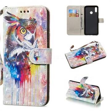 Watercolor Owl 3D Painted Leather Wallet Phone Case for Huawei Nova 3i