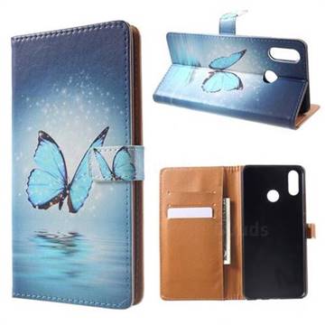 Sea Blue Butterfly Leather Wallet Case for Huawei Nova 3i