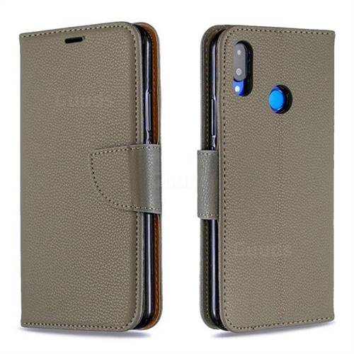 Classic Luxury Litchi Leather Phone Wallet Case for Huawei Nova 3i - Gray