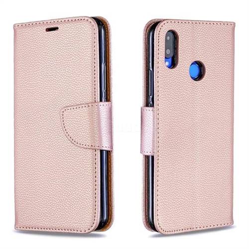 Classic Luxury Litchi Leather Phone Wallet Case for Huawei Nova 3i - Golden