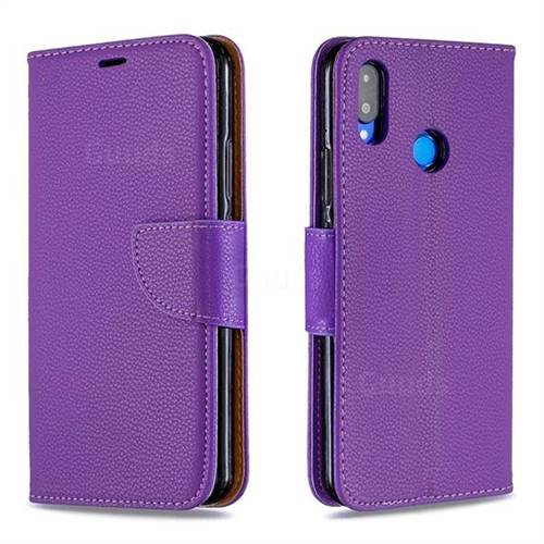 Classic Luxury Litchi Leather Phone Wallet Case for Huawei Nova 3i - Purple