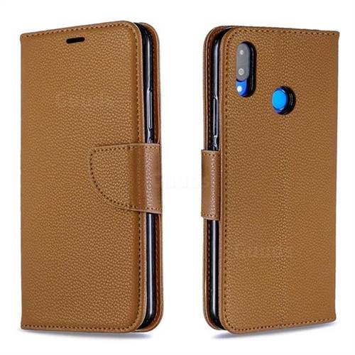 Classic Luxury Litchi Leather Phone Wallet Case for Huawei Nova 3i - Brown