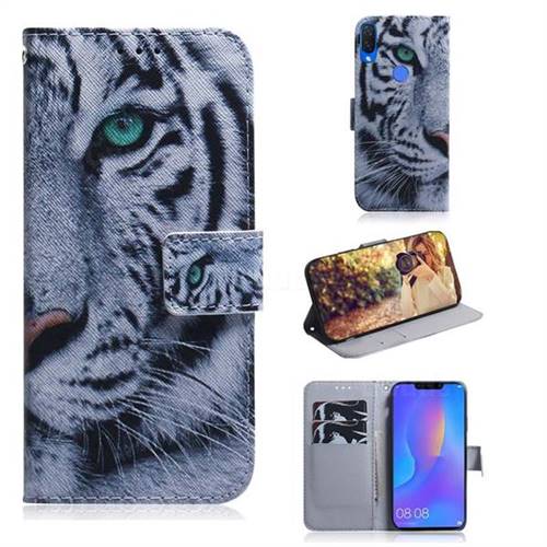 White Tiger PU Leather Wallet Case for Huawei Nova 3i