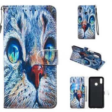 Blue Cat Smooth Leather Phone Wallet Case for Huawei Nova 3i