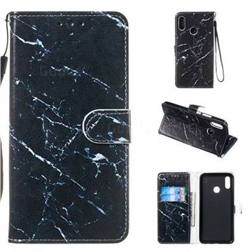 Black Marble Smooth Leather Phone Wallet Case for Huawei Nova 3i