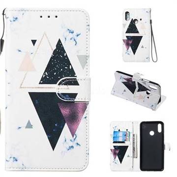 Triangle Marble Smooth Leather Phone Wallet Case for Huawei Nova 3i