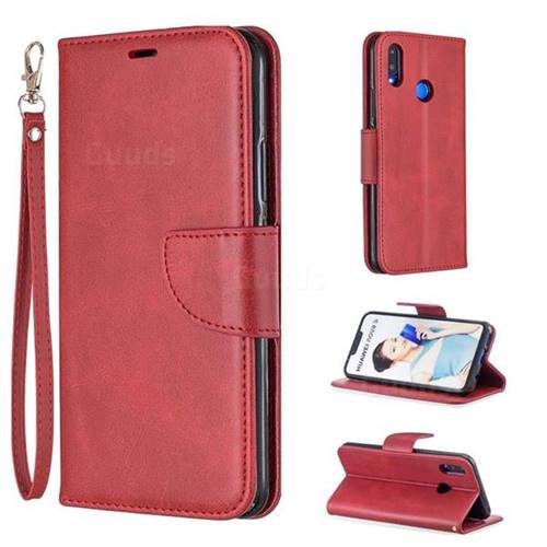 Classic Sheepskin PU Leather Phone Wallet Case for Huawei Nova 3i - Red