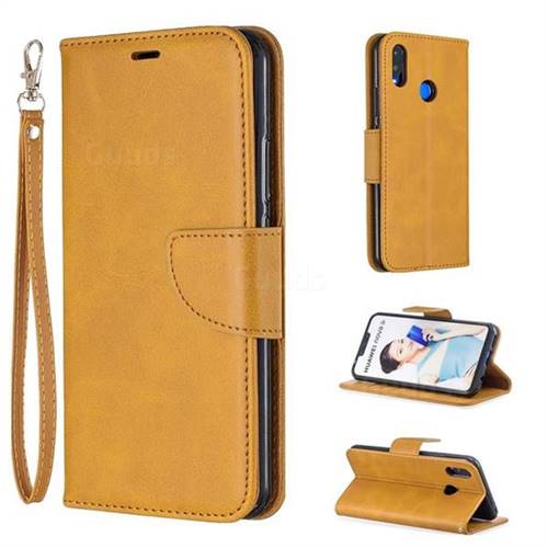 Classic Sheepskin PU Leather Phone Wallet Case for Huawei Nova 3i - Yellow