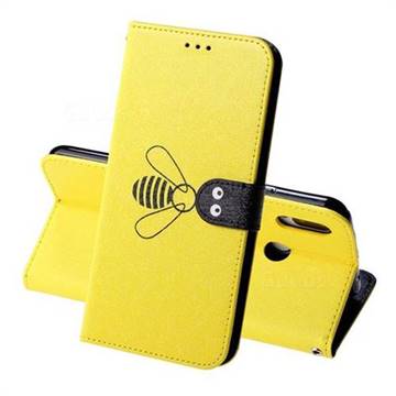 Silk Texture Bee Pattern Leather Phone Case for Huawei Nova 3i - Yellow