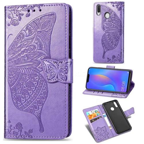 Embossing Mandala Flower Butterfly Leather Wallet Case for Huawei Nova 3i - Light Purple