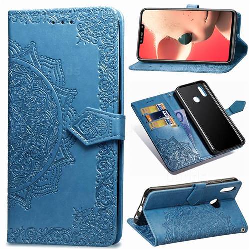 Embossing Imprint Mandala Flower Leather Wallet Case for Huawei Nova 3i - Blue
