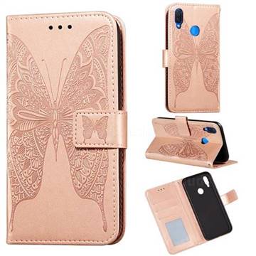 Intricate Embossing Vivid Butterfly Leather Wallet Case for Huawei Nova 3i - Rose Gold