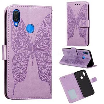 Intricate Embossing Vivid Butterfly Leather Wallet Case for Huawei Nova 3i - Purple