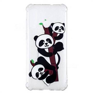 Three Pandas Anti-fall Clear Varnish Soft TPU Back Cover for Huawei nova 4