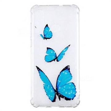 Blue butterfly Anti-fall Clear Varnish Soft TPU Back Cover for Huawei nova 4