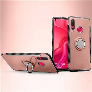 Armor Anti Drop Carbon PC + Silicon Invisible Ring Holder Phone Case for Huawei nova 4 - Rose Gold