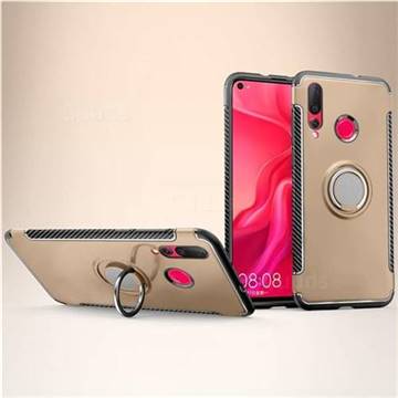 Armor Anti Drop Carbon PC + Silicon Invisible Ring Holder Phone Case for Huawei nova 4 - Champagne
