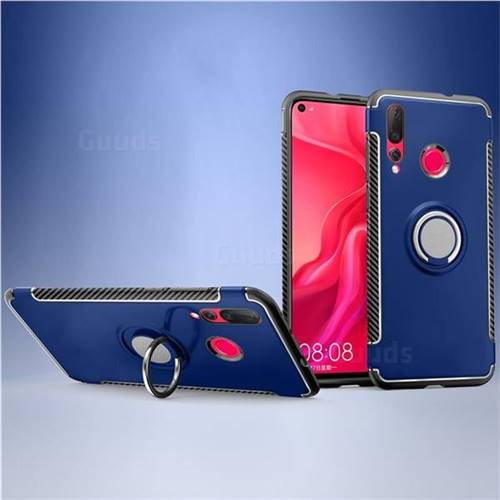 Armor Anti Drop Carbon PC + Silicon Invisible Ring Holder Phone Case for Huawei nova 4 - Sapphire