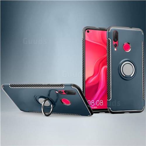 Armor Anti Drop Carbon PC + Silicon Invisible Ring Holder Phone Case for Huawei nova 4 - Navy