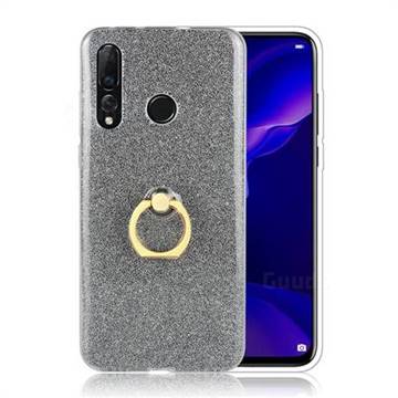 Luxury Soft TPU Glitter Back Ring Cover with 360 Rotate Finger Holder Buckle for Huawei nova 4 - Black