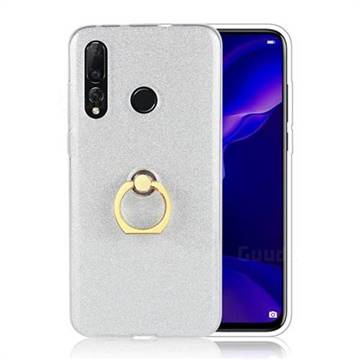 Luxury Soft TPU Glitter Back Ring Cover with 360 Rotate Finger Holder Buckle for Huawei nova 4 - White