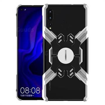 Heroes All Metal Frame Coin Kickstand Car Magnetic Bumper Phone Case for Huawei nova 4 - Silver