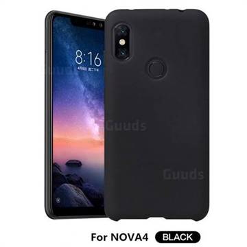 Howmak Slim Liquid Silicone Rubber Shockproof Phone Case Cover for Huawei nova 4 - Black