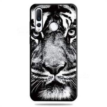 White Tiger 3D Embossed Relief Black TPU Cell Phone Back Cover for Huawei nova 4