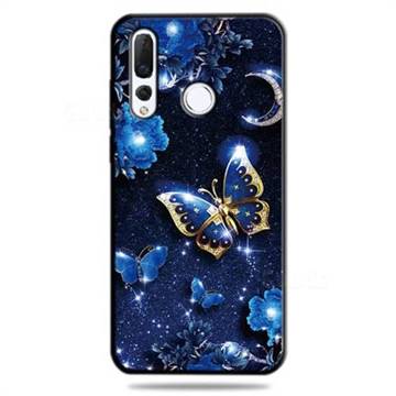 Phnom Penh Butterfly 3D Embossed Relief Black TPU Cell Phone Back Cover for Huawei nova 4