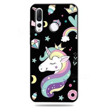 Candy Unicorn 3D Embossed Relief Black TPU Cell Phone Back Cover for Huawei nova 4