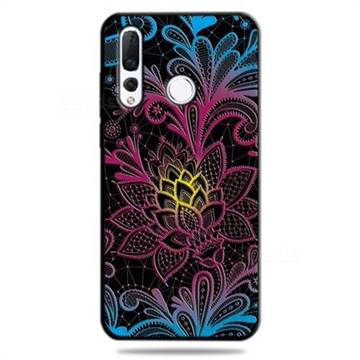 Colorful Lace 3D Embossed Relief Black TPU Cell Phone Back Cover for Huawei nova 4
