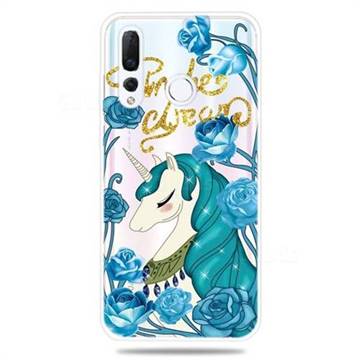 Blue Flower Unicorn Clear Varnish Soft Phone Back Cover for Huawei nova 4