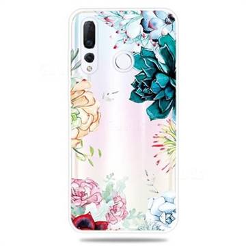 Gem Flower Clear Varnish Soft Phone Back Cover for Huawei nova 4