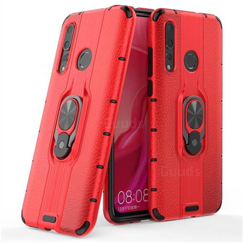 Alita Battle Angel Armor Metal Ring Grip Shockproof Dual Layer Rugged Hard Cover for Huawei nova 4 - Red