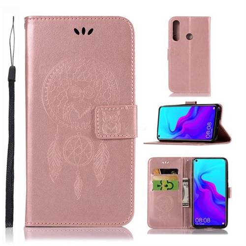 Intricate Embossing Owl Campanula Leather Wallet Case for Huawei nova 4 - Rose Gold