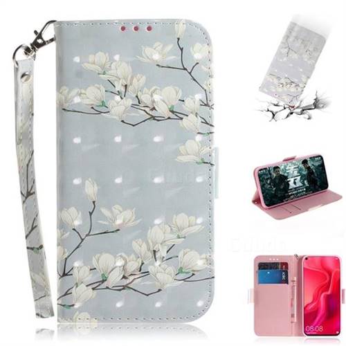 Magnolia Flower 3D Painted Leather Wallet Phone Case for Huawei nova 4
