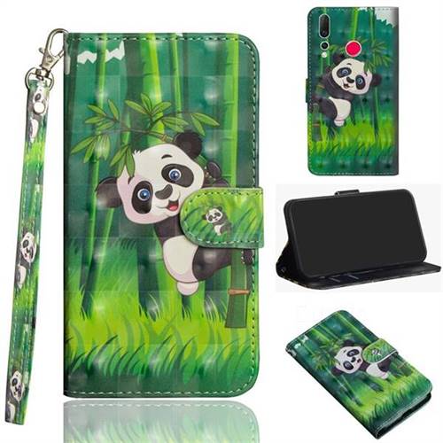 Climbing Bamboo Panda 3D Painted Leather Wallet Case for Huawei nova 4