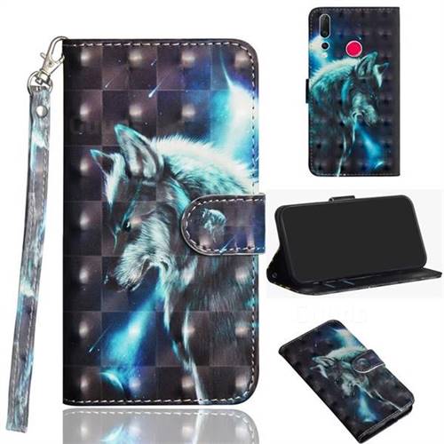 Snow Wolf 3D Painted Leather Wallet Case for Huawei nova 4