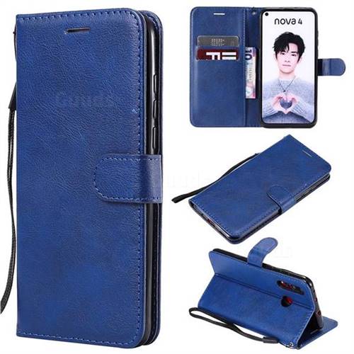 Retro Greek Classic Smooth PU Leather Wallet Phone Case for Huawei nova 4 - Blue
