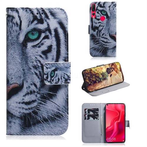 White Tiger PU Leather Wallet Case for Huawei nova 4