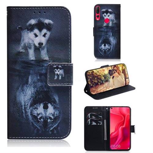 Wolf and Dog PU Leather Wallet Case for Huawei nova 4