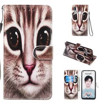 Coffe Cat Smooth Leather Phone Wallet Case for Huawei nova 4