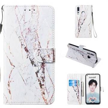 White Marble Smooth Leather Phone Wallet Case for Huawei nova 4